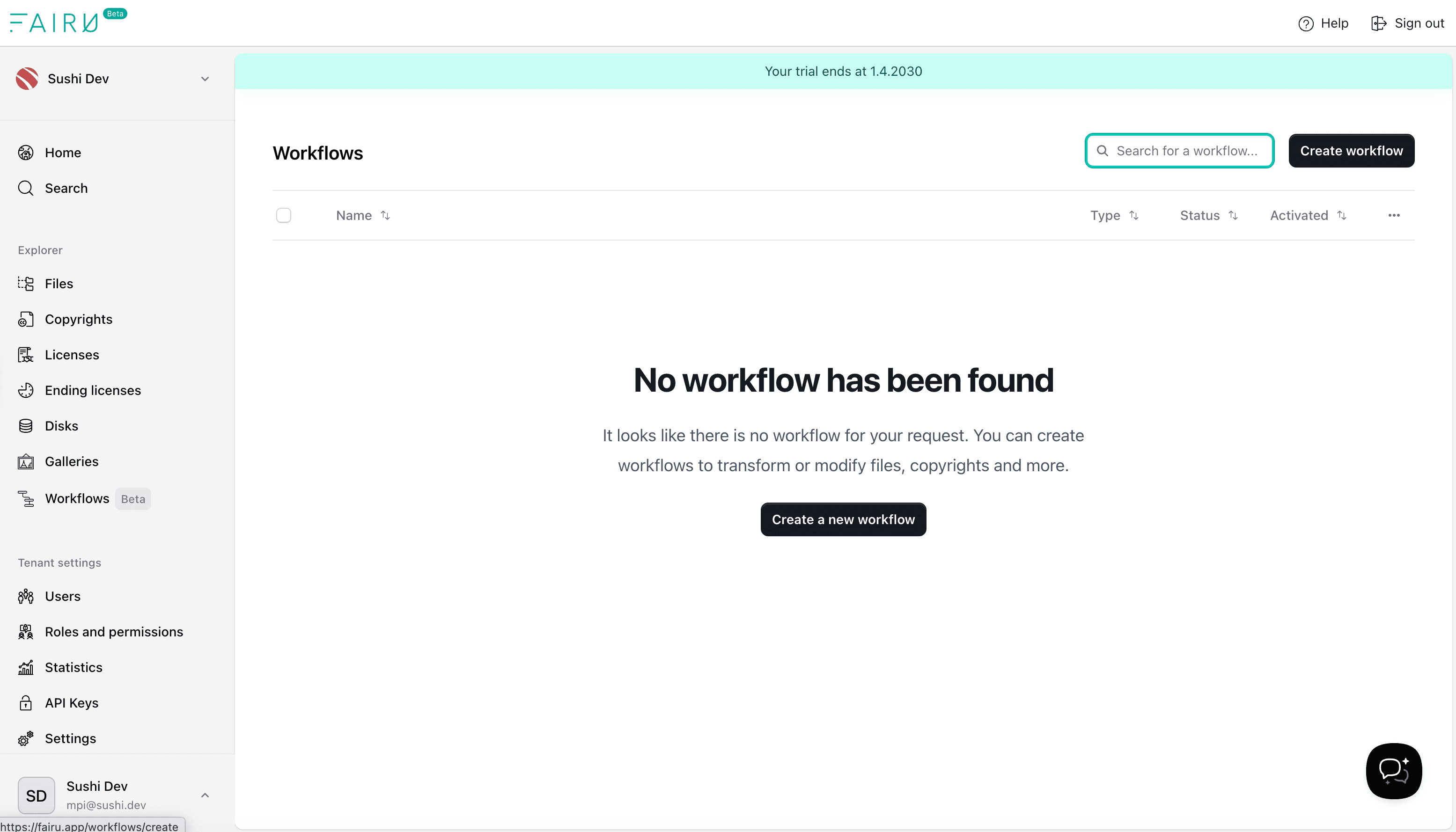 Overview workflows